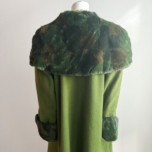 Lace by Nelly Anne Green Wool Faux Fur Fitted Waist A line Coat XXL - Picture 7 of 12